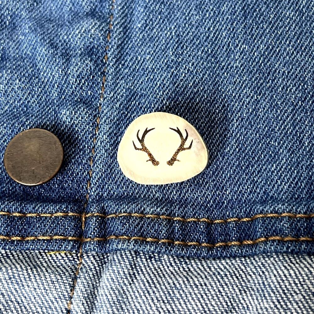 Real Deer Antler Engraved Pin